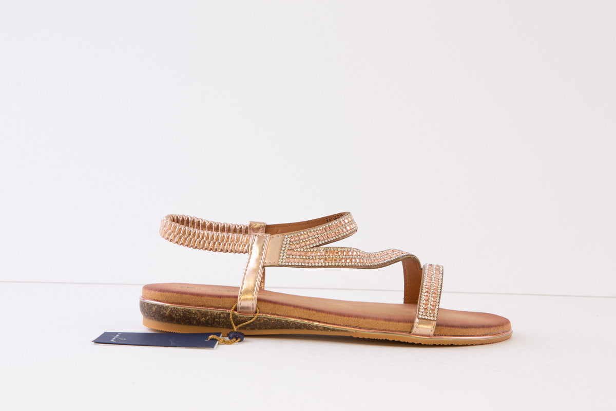 LUNAR JLH321 BLAISE II FLAT FASHION SANDAL ROSE GOLD Victor