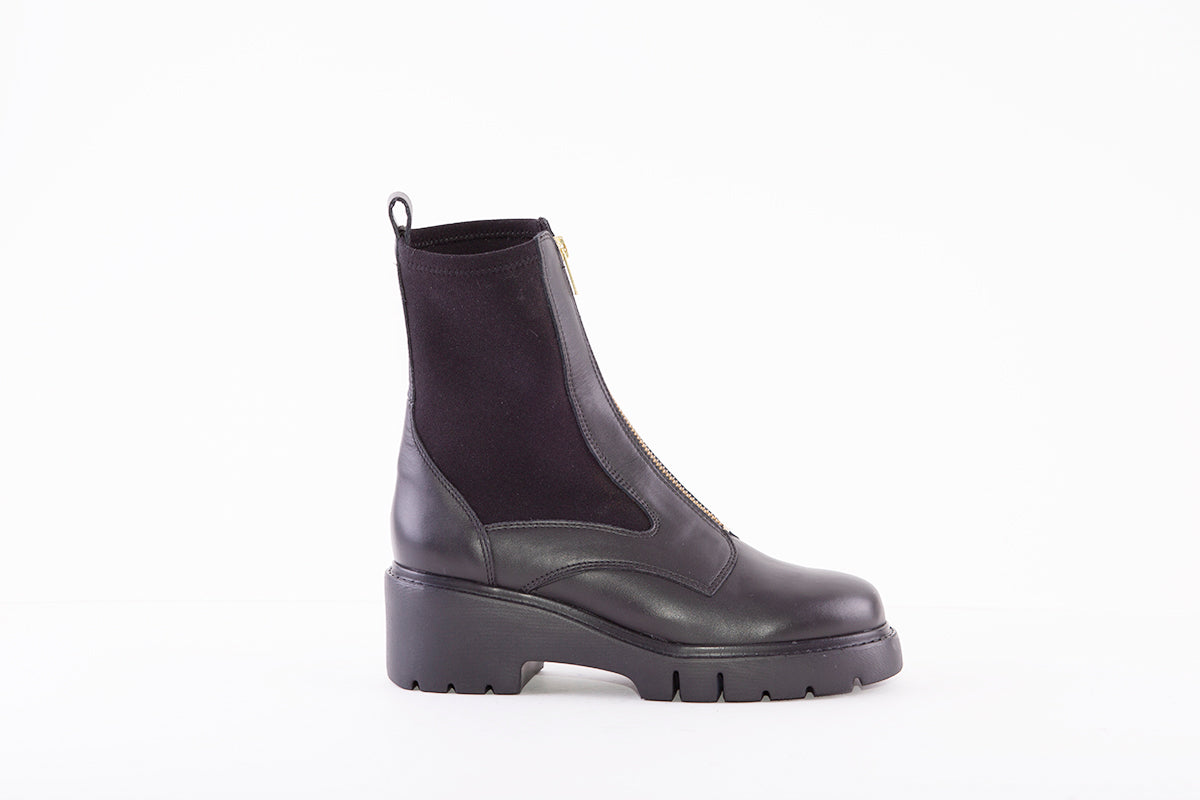 UNISA - JOGIN FRONT ZIP STRETCH ANKLE BOOT - BLACK LEATHER – Victor Dwyer  Ladies & Children's Shoes