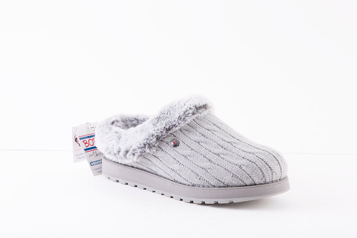 SKECHERS 31204 BOBS KEEPSAKES ICE ANGEL MULE SLIPPER GREY