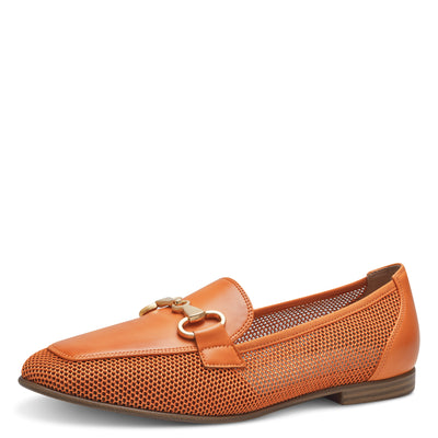 TAMARIS - 24220-606 FLAT LOAFER WITH CHAIN DETAIL - ORANGE