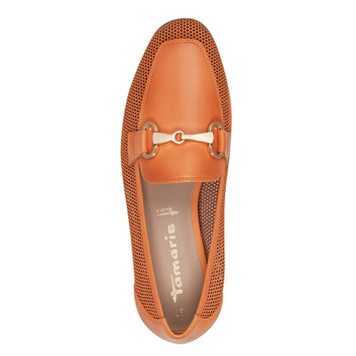 TAMARIS - 24220-606 FLAT LOAFER WITH CHAIN DETAIL - ORANGE