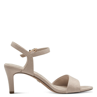 TAMARIS -  28028-400 MEDIUM HEEL SANDAL - BEIGE SUEDE