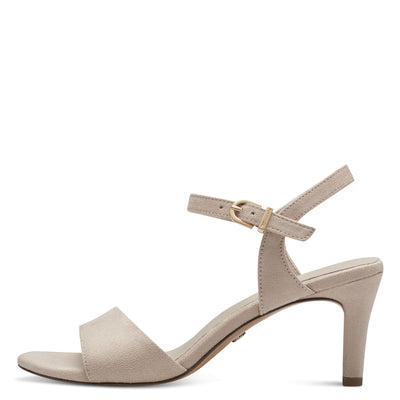 TAMARIS -  28028-400 MEDIUM HEEL SANDAL - BEIGE SUEDE