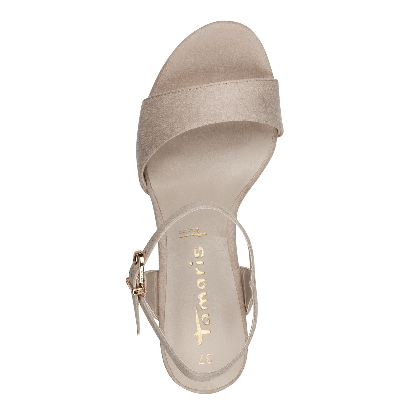 TAMARIS -  28028-400 MEDIUM HEEL SANDAL - BEIGE SUEDE