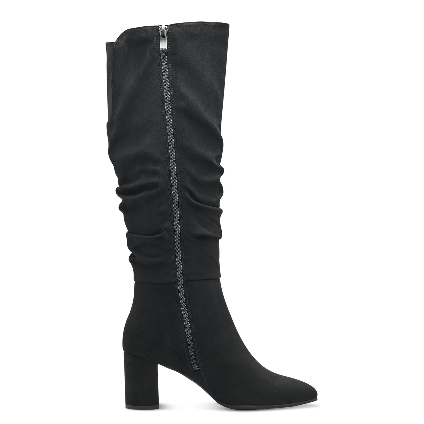 MARCO TOZZI - 25519-001 MEDIUM HEEL FULL LENGTH BOOT - BLACK SUEDE