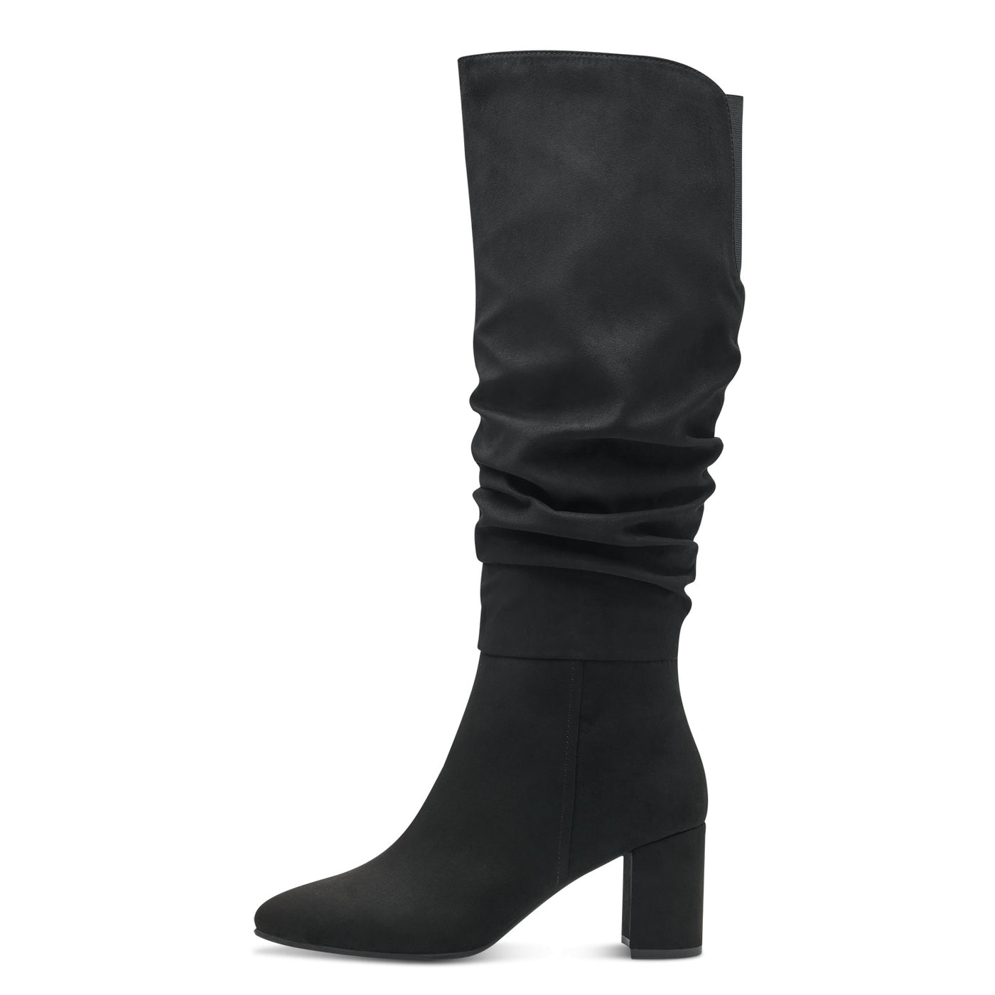 MARCO TOZZI - 25519-001 MEDIUM HEEL FULL LENGTH BOOT - BLACK SUEDE