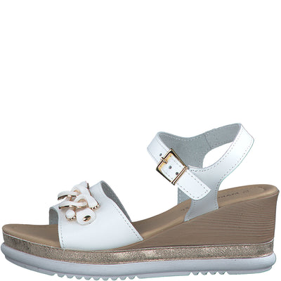 MARCO TOZZI - 28005-113 MEDIUM WEDGE SANDAL - WHITE LEATHER