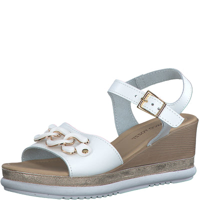 MARCO TOZZI - 28005-113 MEDIUM WEDGE SANDAL - WHITE LEATHER