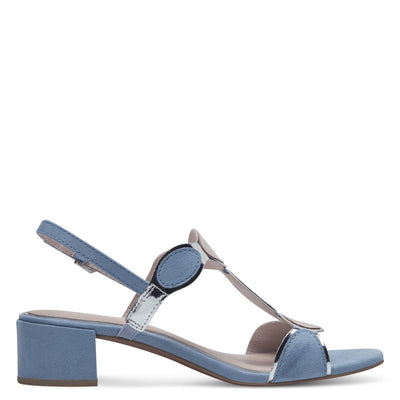 MARCO TOZZI - 28230-848 LOW BLOCK HEEL SANDAL - LIGHT BLUE/NUDE