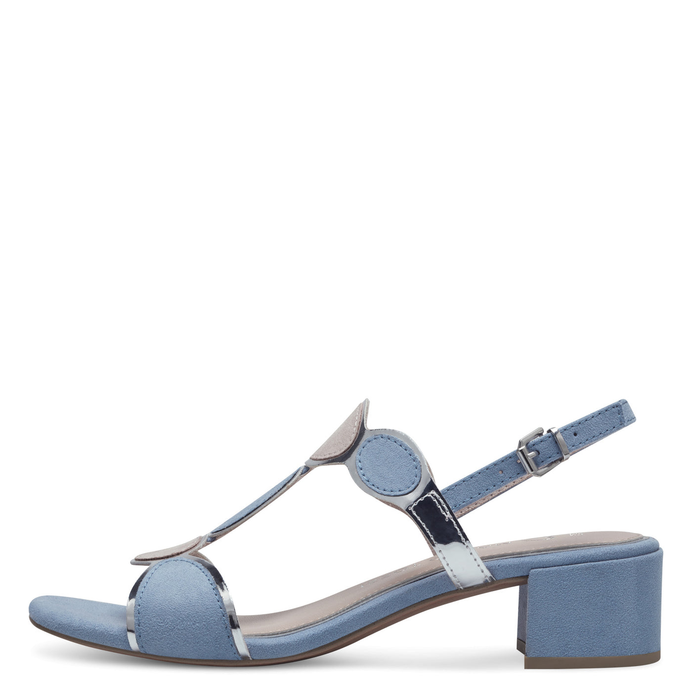 MARCO TOZZI - 28230-848 LOW BLOCK HEEL SANDAL - LIGHT BLUE/NUDE