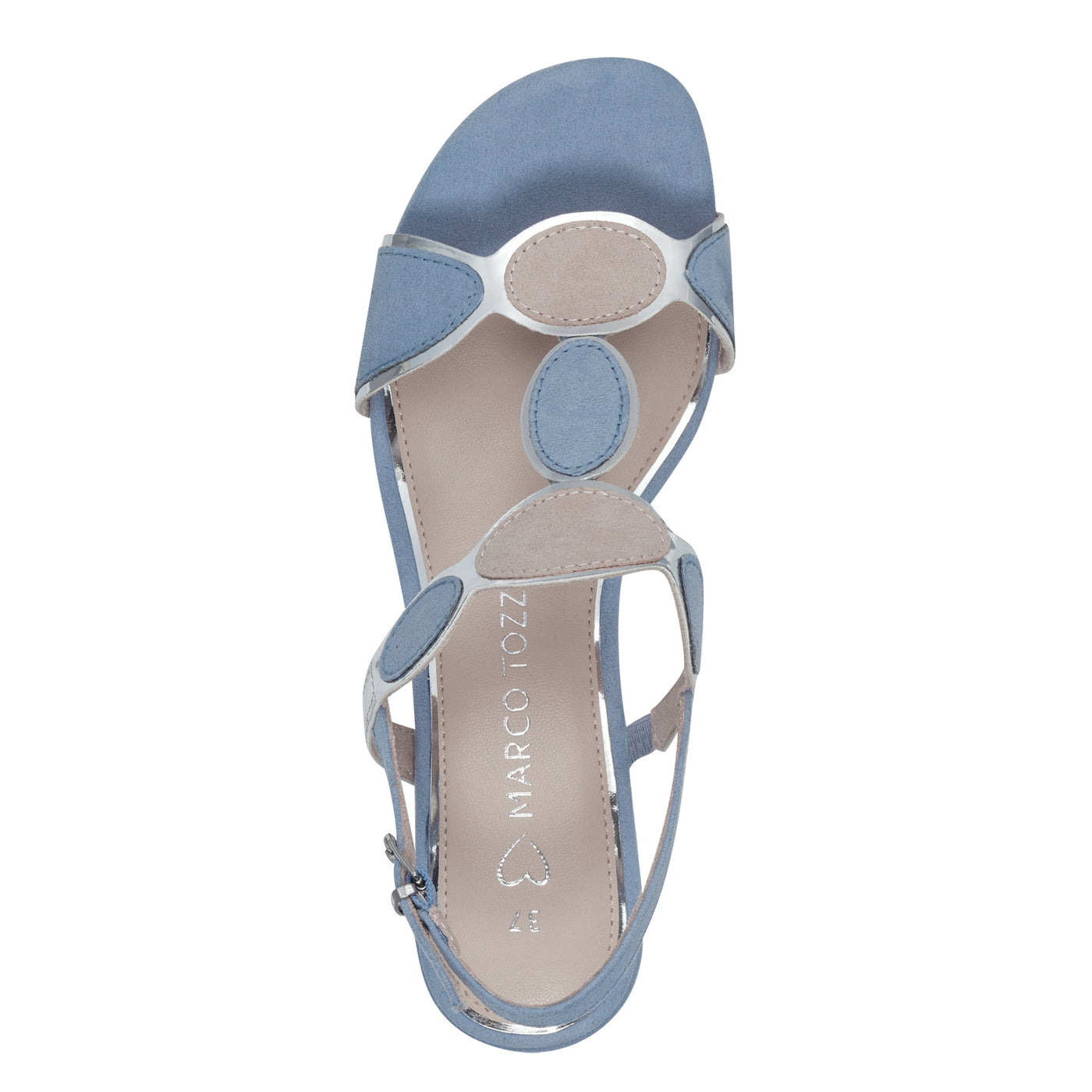 MARCO TOZZI - 28230-848 LOW BLOCK HEEL SANDAL - LIGHT BLUE/NUDE