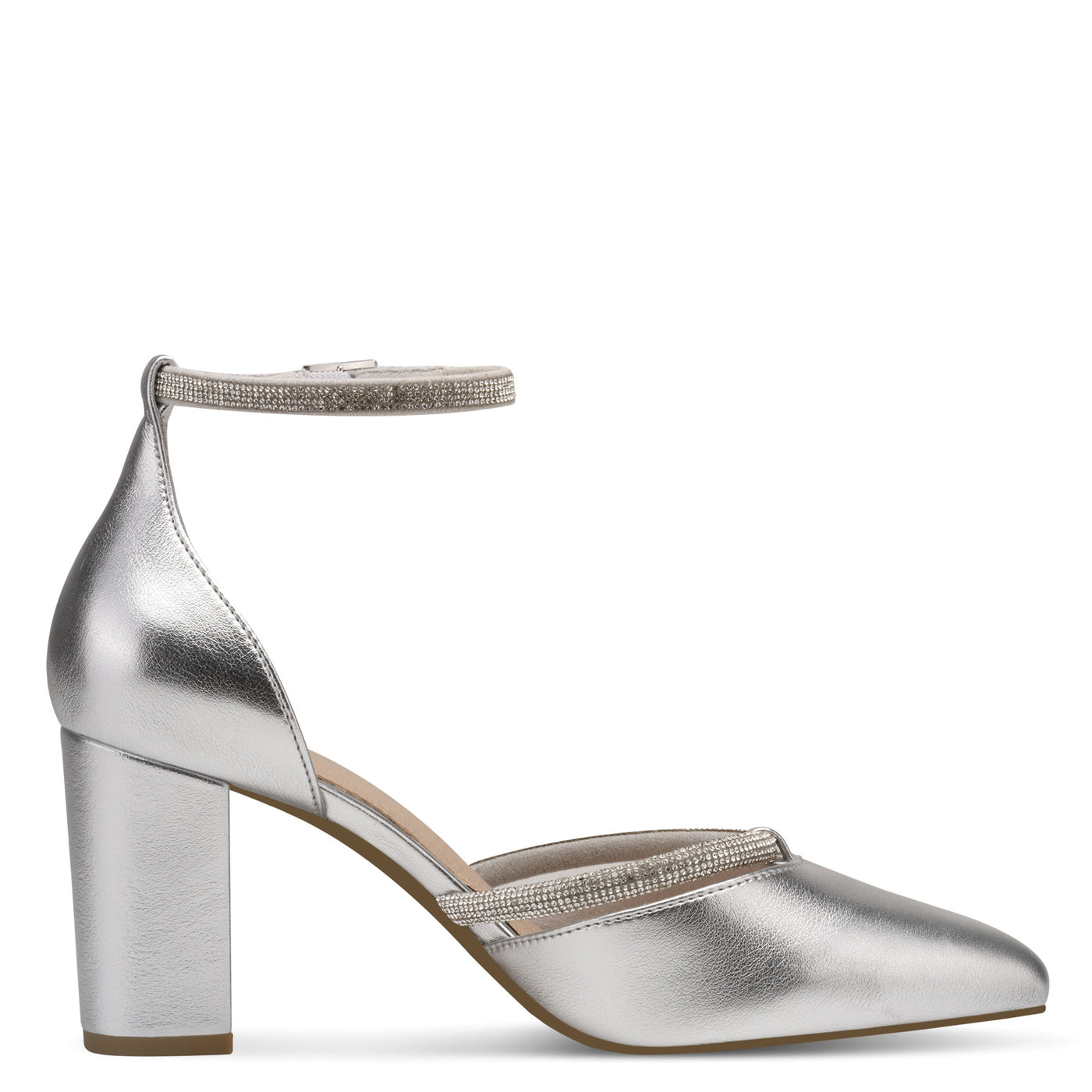 MARCO TOZZI - 82404-941 HIGH HEEL ANKLE STRAP SHOE - SILVER