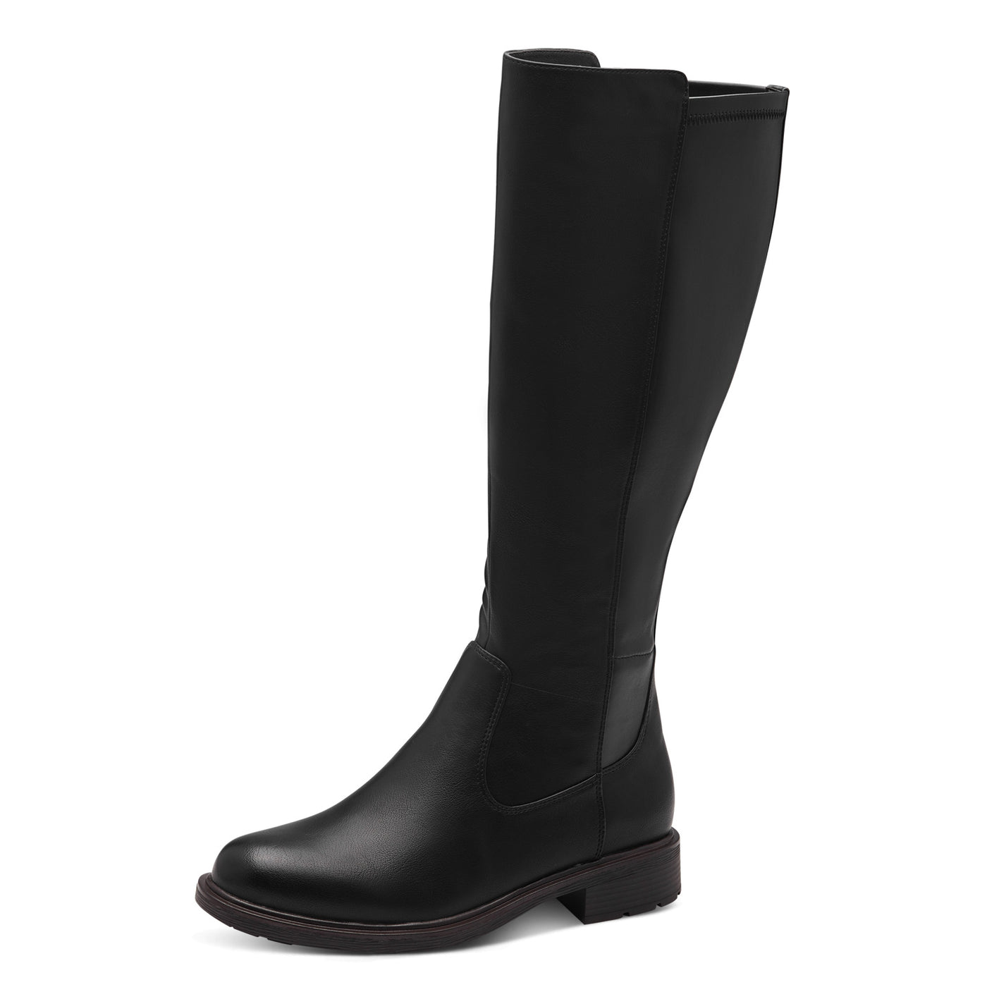 JANA SOFTLINE - 25563-001 LOW HEEL LONG ZIP BOOT (H - FIT) - BLACK