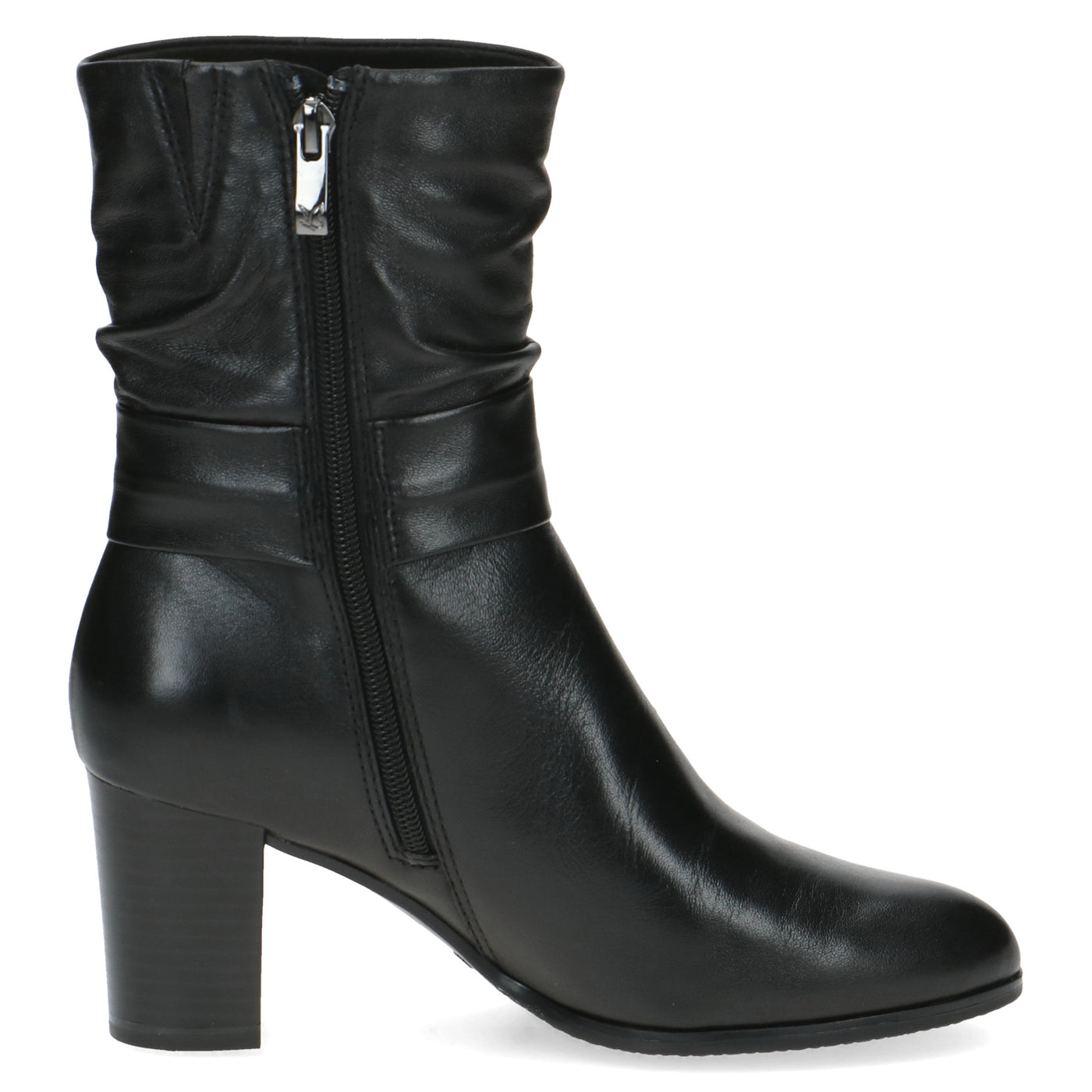 CAPRICE - 25328-221 MEDIUM BLOCK HEEL MID-LENGTH BOOT - BLACK LEATHER