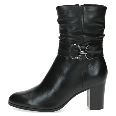 CAPRICE - 25328-221 MEDIUM BLOCK HEEL MID-LENGTH BOOT - BLACK LEATHER