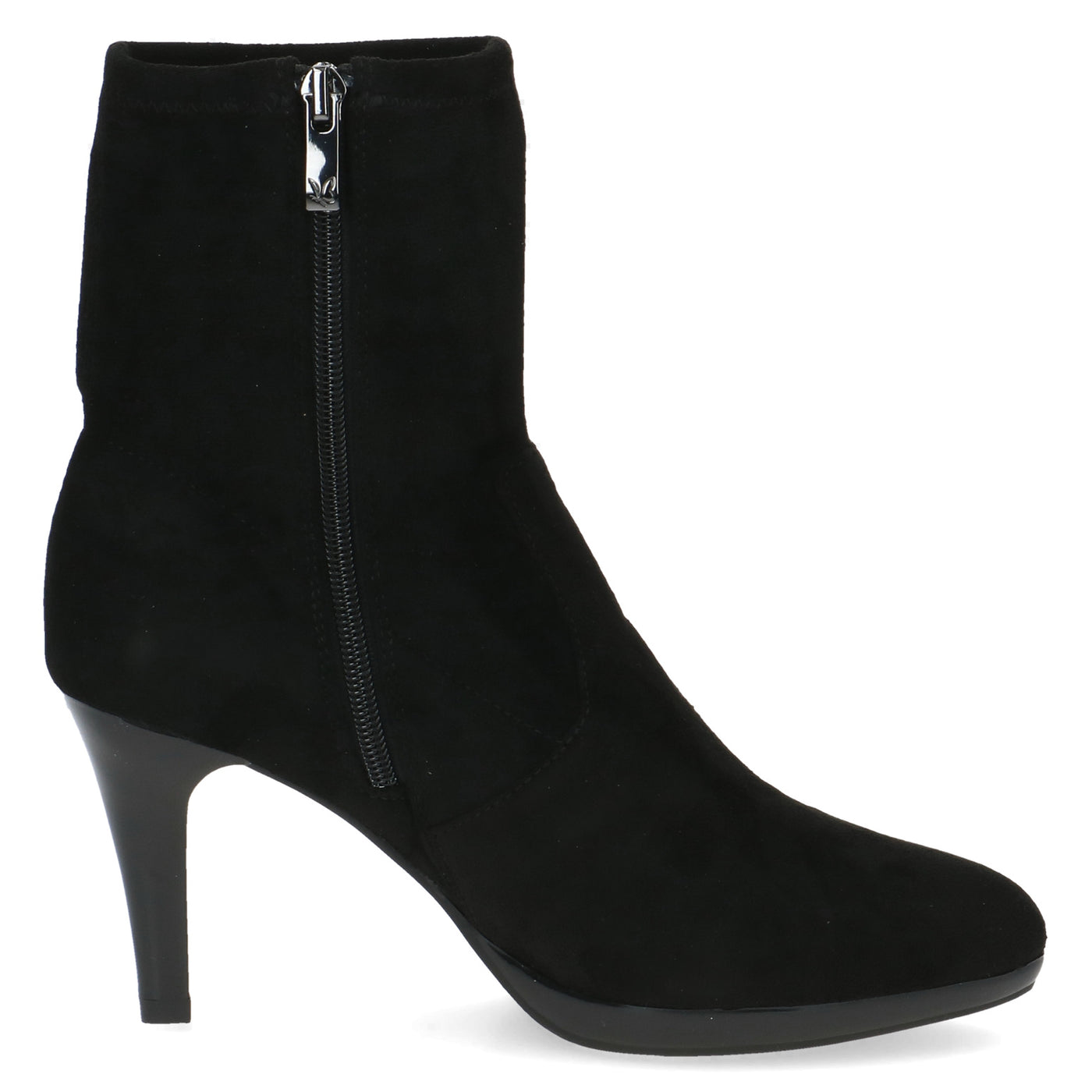 CAPRICE - 25338-044 MEDIUM HEEL STRETCH ANKLE BOOT - BLACK SUEDE