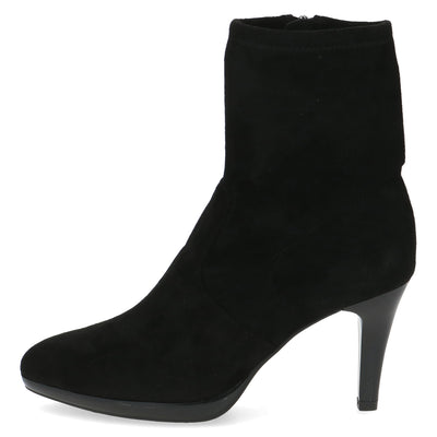 CAPRICE - 25338-044 MEDIUM HEEL STRETCH ANKLE BOOT - BLACK SUEDE