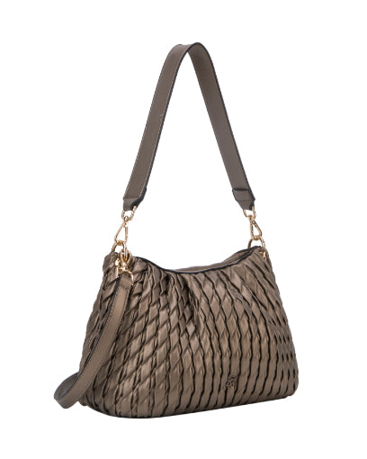 GIONNI - 11G2587 MAIA-EMBOSSED RUSHED SHOULDER BAG - METALLIC