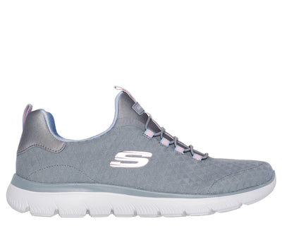 SKECHERS - 150257 SUMMITS-ABSTRACT VISION BUNGEE SLIP-ON RUNNER - GREY MULTI