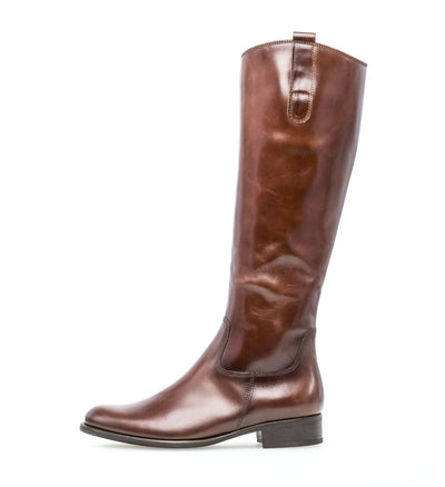 GABOR - 31.648.24 LOW HEEL LONG ZIP BOOT - TAN LEATHER