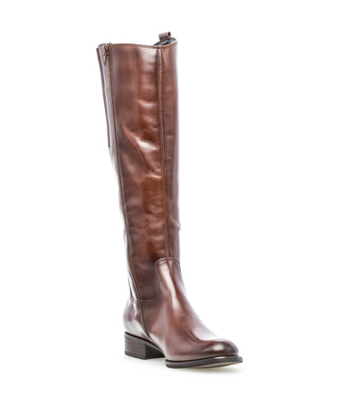 GABOR - 31.648.24 LOW HEEL LONG ZIP BOOT - TAN LEATHER