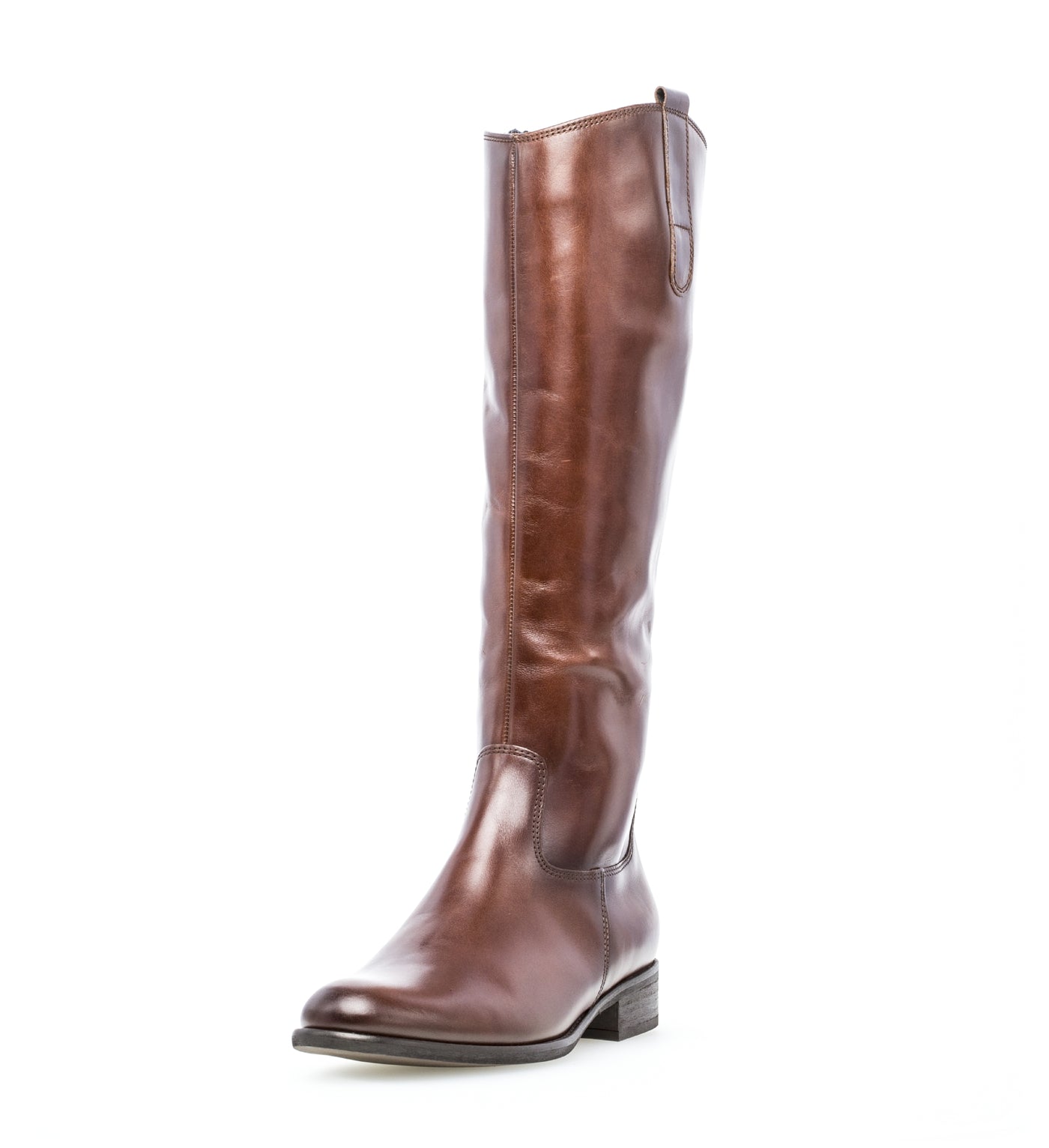 GABOR - 31.648.24 LOW HEEL LONG ZIP BOOT - TAN LEATHER