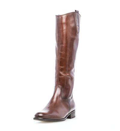 GABOR - 31.648.24 LOW HEEL LONG ZIP BOOT - TAN LEATHER