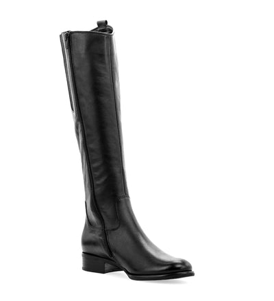 GABOR - 31.648.27 LOW HEEL LONG BOOT WITH SIDE ZIP - BLACK LEATHER