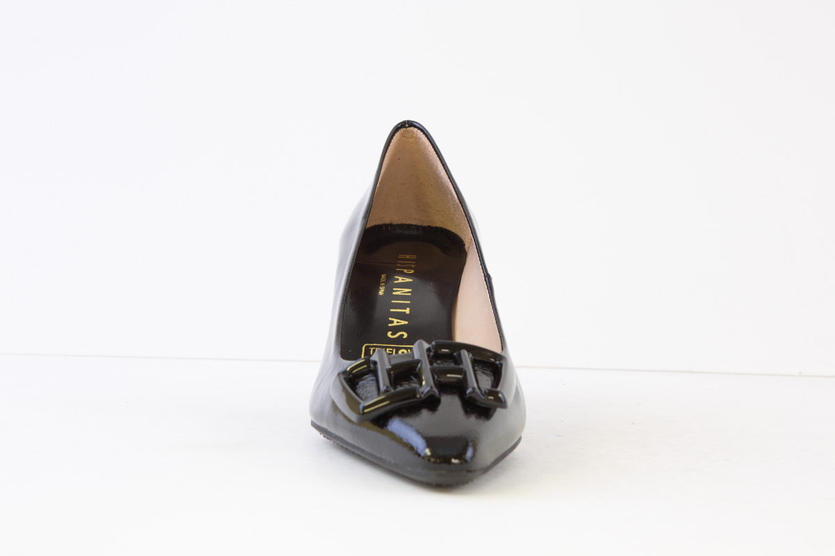 HISPANITAS - HI233097 MEDIUM HEEL COURT SHOE - BLACK PATENT