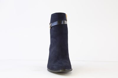 BIOECO - 7775/2375 HIGH BLOCK HEEL ANKLE BOOT - NAVY SUEDE