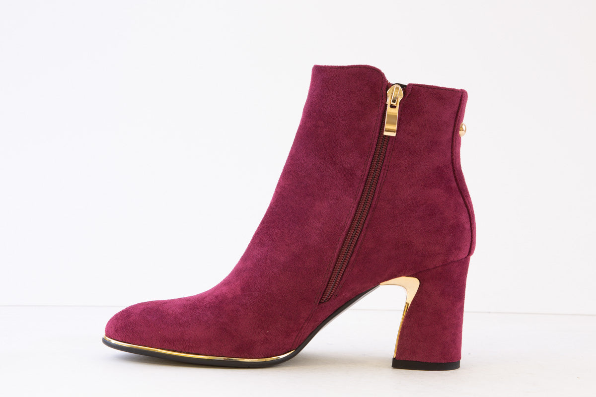 SUSST - DAZZLE23 MEDIUM BLOCK HEEL ANKLE BOOT - BURGANDY SUEDE