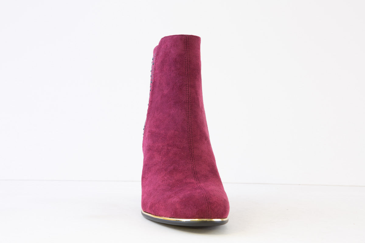 SUSST - DAZZLE23 MEDIUM BLOCK HEEL ANKLE BOOT - BURGANDY SUEDE