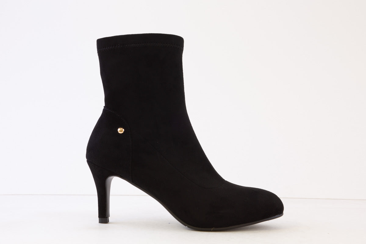 SUSST - DEBBIE23 HIGH HEEL SOCK ANKLE BOOT - BLACK SUEDE