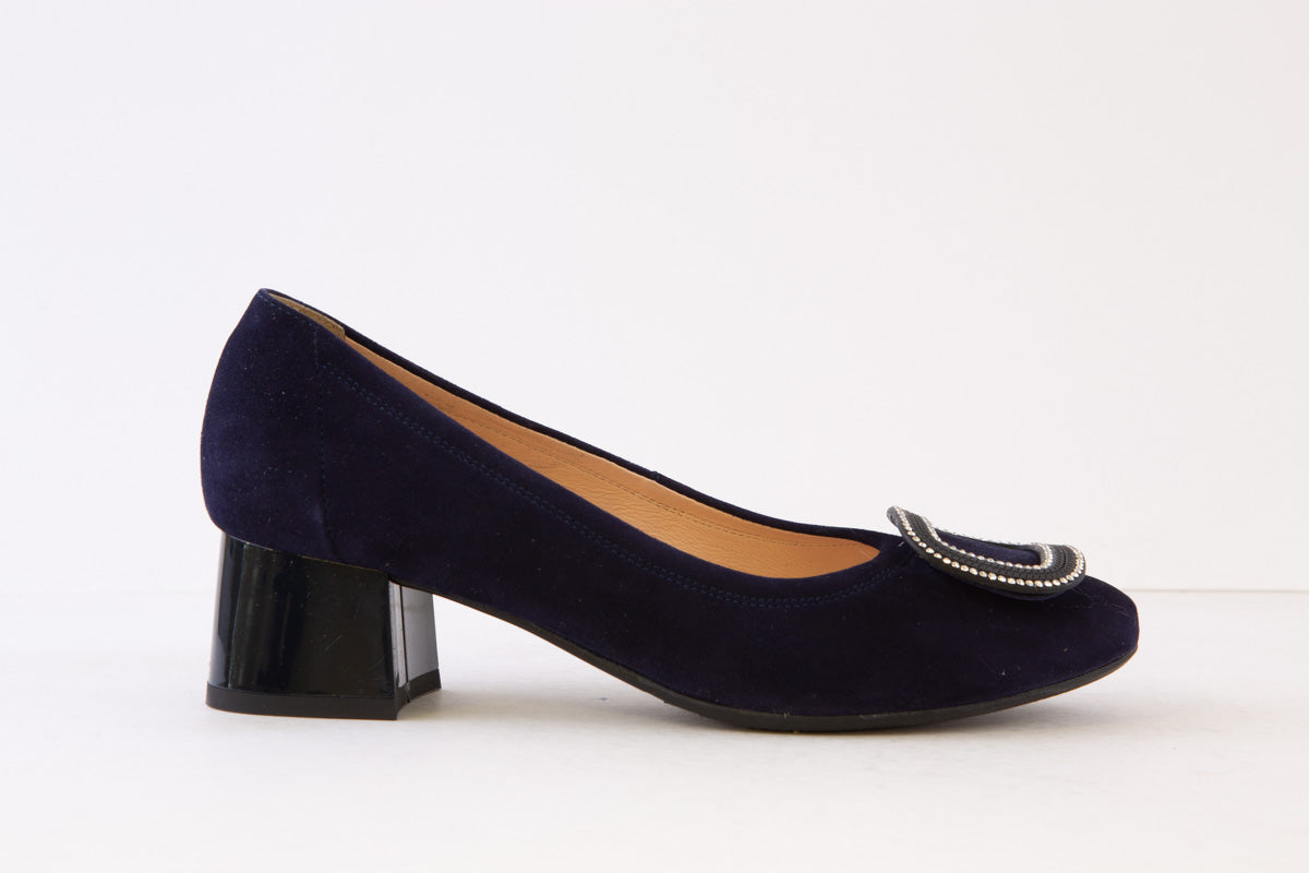 BIOECO - 6491/1217 LOW HEEL COURT SHOE - NAVY SUEDE