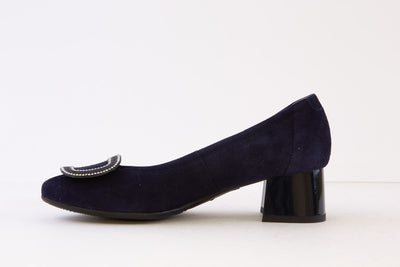 BIOECO - 6491/1217 LOW HEEL COURT SHOE - NAVY SUEDE