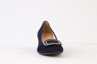 BIOECO - 6491/1217 LOW HEEL COURT SHOE - NAVY SUEDE