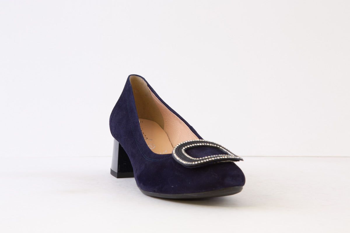 BIOECO - 6491/1217 LOW HEEL COURT SHOE - NAVY SUEDE