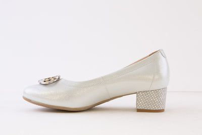 BIOECO - 6415/2103 LOW HEEL COURT SHOE - SILVER