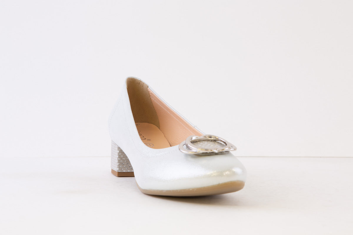 BIOECO - 6415/2103 LOW HEEL COURT SHOE - SILVER