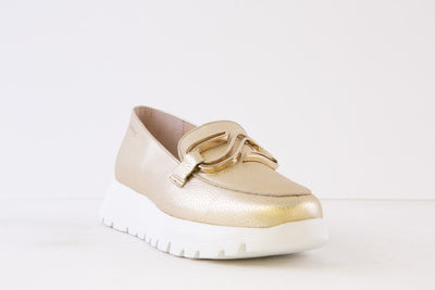 WONDERS - A-2462 LOW WEDGE SLIP-ON LOAFER - GOLD