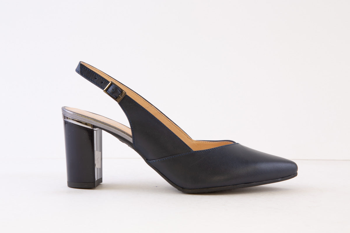 BIOECO - 4012/1570 HIGH HEEL SLING-BACK SHOE - NAVY