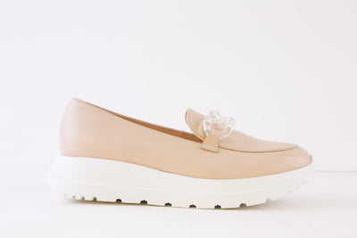 BIOECO - 6350/632 CHUNKY WEDGE LOAFER - BEIGE LEATHER