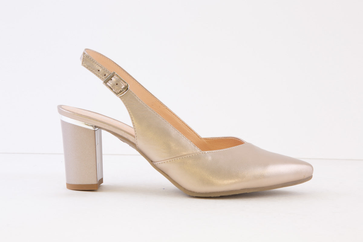 BIOECO - 4012/2244 HIGH HEEL SLING-BACK SHOE - PEWTER