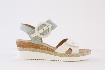 SUSST - KARLA24 VELCRO STRAP WEDGE SANDAL - WHITE/MINT