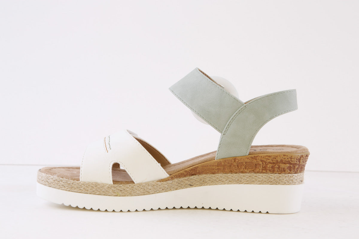 SUSST - KARLA24 VELCRO STRAP WEDGE SANDAL - WHITE/MINT