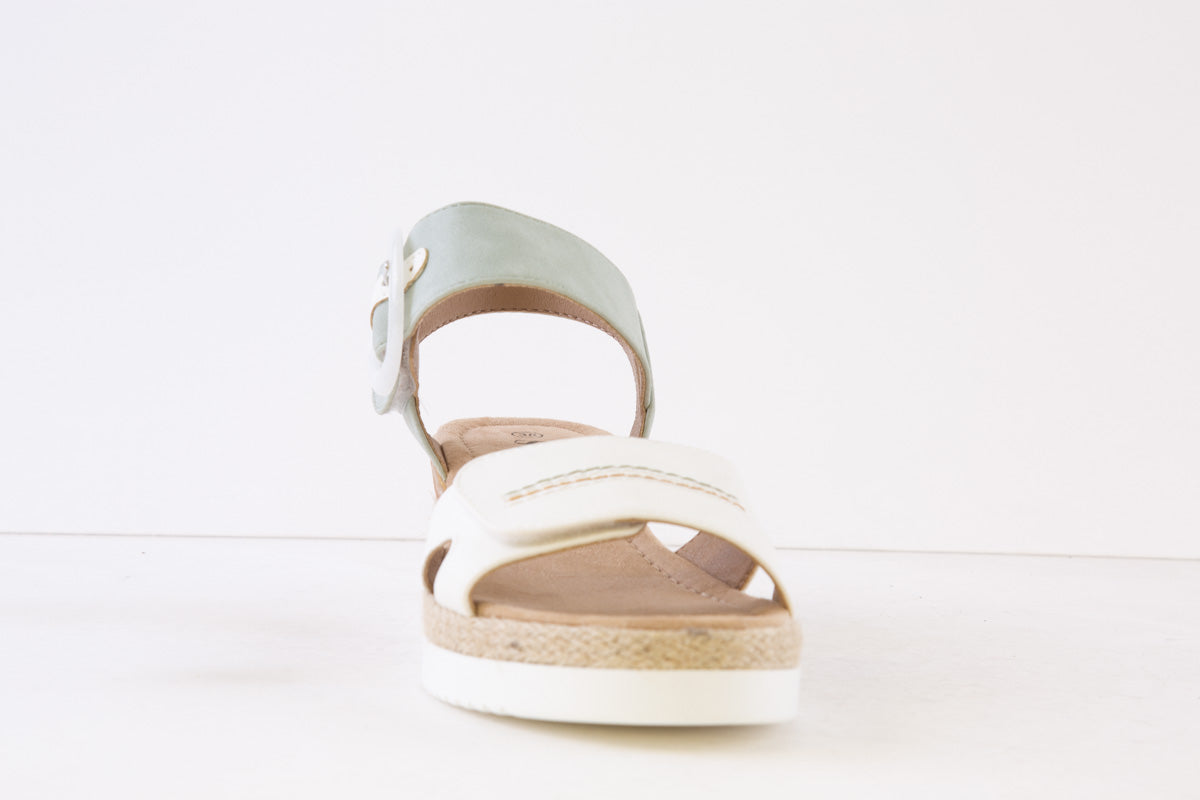 SUSST - KARLA24 VELCRO STRAP WEDGE SANDAL - WHITE/MINT