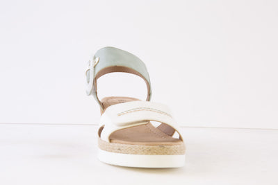 SUSST - KARLA24 VELCRO STRAP WEDGE SANDAL - WHITE/MINT