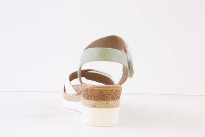 SUSST - KARLA24 VELCRO STRAP WEDGE SANDAL - WHITE/MINT