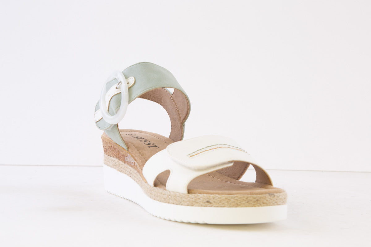 SUSST - KARLA24 VELCRO STRAP WEDGE SANDAL - WHITE/MINT