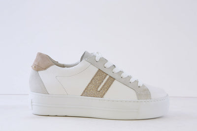 PAUL GREEN - 5330-06X LACED SHOE - WHITE/BEIGE